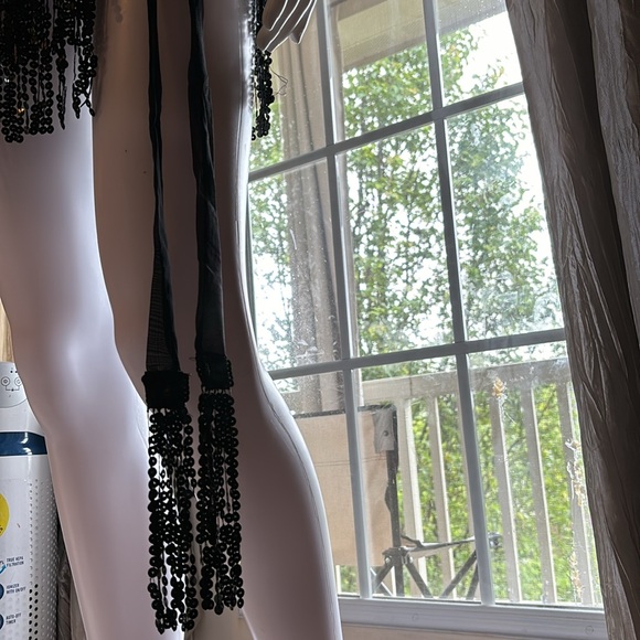 Black 2 pc sequin Butterfly halter top/Wrap skirt coverup set one size N… - Picture 6 of 12